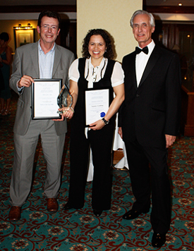 Nick Cooke with Tammy Gooding receiving the award on behalf of Central England College from APHP Chairman, Terence Watts, at the APHP International Conference awards ceremony in London in October 2008